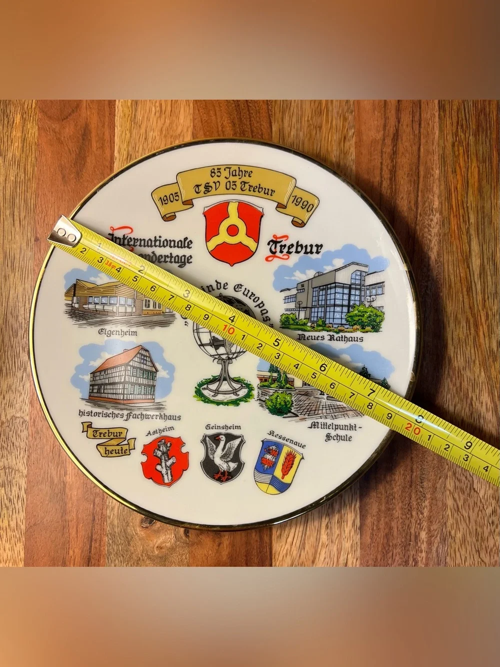Vintage German Porcelain Wall Plate Trebur 85 Jahre TSV 05 1990 Commemorative